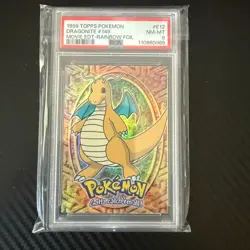 1999 Topps Pokemon Movie EDT Rainbow Foil #E12 Dragonite PSA 8 - Image 1