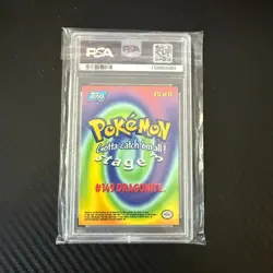 1999 Topps Pokemon Movie EDT Rainbow Foil #E12 Dragonite PSA 8 - Image 2