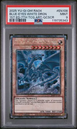 2025 YU-GI-OH! RA04-QUARTER CENTURY STAMPEDE #EN108 BLUE-EYES WHITE DRAGON PSA 9 - Image 1