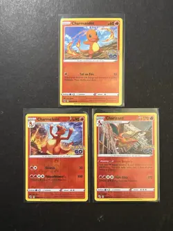Charmeleon Charmander Charizard Reverse Holo Pokemon GO Card Evolution Set NM/LP - Image 1