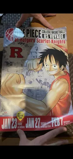 One Piece Monkey D. Luffy Sealed Promo Card and Poster -Rutgers Basketball - Image 2
