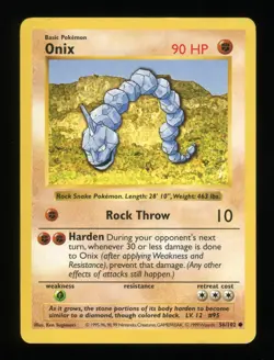 Onix - 56/102 - Base Set - Shadowless Common Card - Pokemon Card - Image 3
