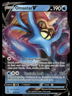 Pokemon Cards Omastar V 035/195 Silver Tempest Holo Rare V NM - Image 1