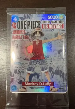 One Piece Monkey D. Luffy US Voyage College Basketball Promo Card Rutgers SEALED - Image 1