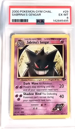 SABRINA'S GENGAR 2000 POKEMEN RARE GYM CHAL. CARD 29/132 PSA EX-MT 6 - Image 1