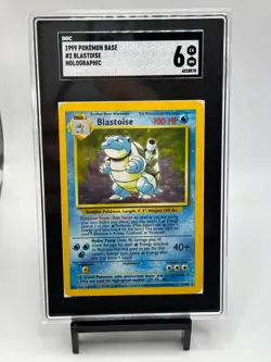 1999 Pokemon BASE UNLIMITED 2/102 BLASTOISE Holographic Card SGC Graded 6 EX/NM - Image 1