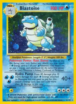 Pokemon Blastoise Base Set 2 Holo Rare 002/130 100 HP TCG Card Stock Card - Image 1