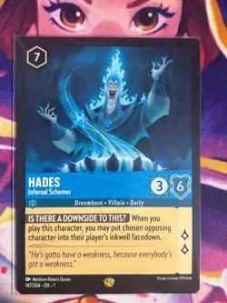 Disney Lorcana First Chapter Card Hades - Infernal Schemer Legendary 147/204 - Image 1