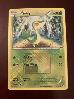 Snivy 1/114 Black & White Crosshatch Reverse Holo Pokemon League Promo TCG Card - Image 1
