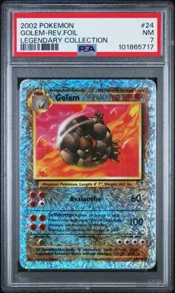2002 POKEMON LEGENDARY COLLECTION #24 GOLEM-REVERSE FOIL PSA 7 24/110 - Image 1