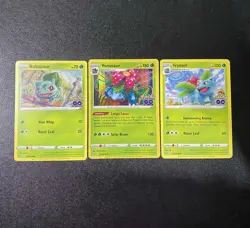 Venusaur 003/078 Holo, Ivysaur & Bulbasaur Non Holo Pokemon GO TCG LP/NM - Image 2