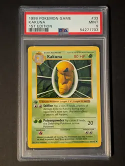 Pokemon Kakuna Base Set Shadowless 1st Edition #33 PSA 9 Mint - Image 1