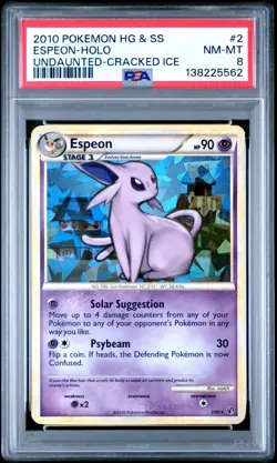 🔥 2010 Pokemon HGSS Undaunted Espeon Holo Cracked Ice #2 PSA 8 NM-MT 🔥 - Image 1