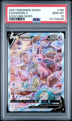 Espeon V #180 2021 Pokemon Sword & Shield Evolving Skies PSA 10 250001 - Image 1