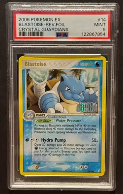 Pokemon EX Crystal Guardians Blastoise Reverse Holo Stamped 14/100 PSA 9 Mint - Image 3