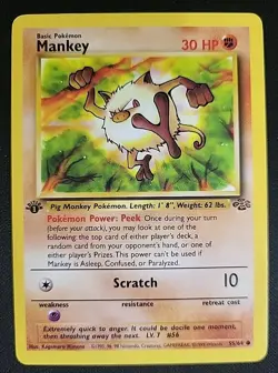 Pokemon Tcg - Mankey 55/64 Common 1st Edition Jungle Regular NM - Image 1