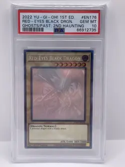 2022 Yugioh Red-Eyes Black Dragon GFP2-EN176 Ghost Rare 1st PSA 10 - Image 1