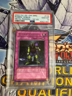 YuGiOh Robbin' Goblin Rare MRD-135 1st Edition Metal Raiders - PSA 10 Gem Mint - Image 1