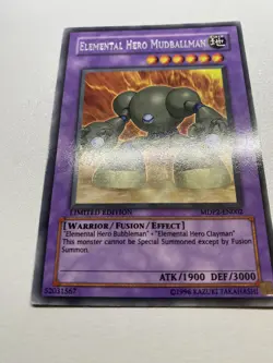 Yu-Gi-Oh! Elemental Hero Mudballman Rare LIMITED Edition MDP2-EN002 HP - Image 1