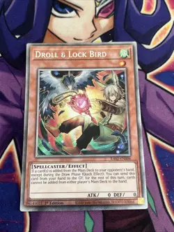 YUGIOH DROLL & LOCK BIRD PLATINUM SECRET RARE RA02-EN006 ALT ART - Image 1
