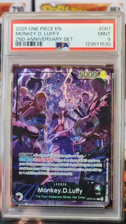 Monkey D.Luffy OP09-061 L Alt - 2nd Anniversary Set - One Piece Eng PSA 9 - Image 1
