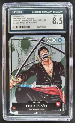2022 ONE PIECE CCG JAPANESE RORONOA ZORO MANGA ALT. ART OP01-001 CGC 8.5 A PT - Image 1