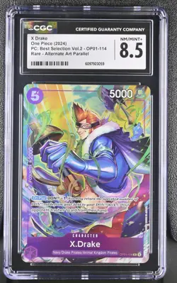 CGC 8.5 X Drake Best Selection Vol.2 #OP01-114 Alt Art Parallel 2024 One Piece - Image 1