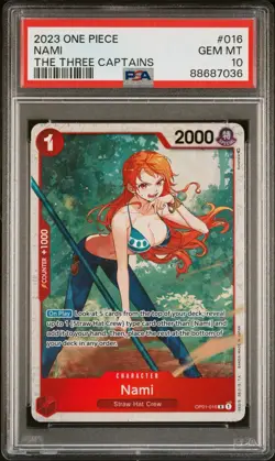 2023 ONE PIECE ULTRA DECK ST10-THE THREE CAPTAINS #016 NAMI PSA 10 - Image 1