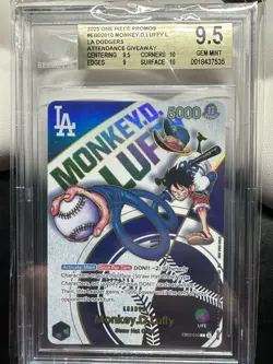 🔥2025 One Piece LA Dodgers Giveaway Monkey.D.Luffy Promo Leader BGS 9.5 🔥 - Image 1