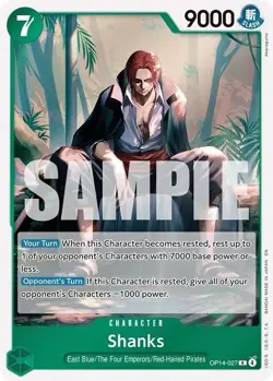 ONE PIECE Shanks OP14-027 Rare The Azure Sea's Seven NM - Image 1