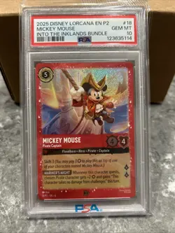 Mickey Mouse Pirate Captain Disney Lorcana EN P2 Promo PSA 10 - Image 1