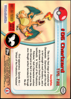 topps Pokemon TV Animation Series 1 Holo Foil #06 #6 Charizard - Image 2