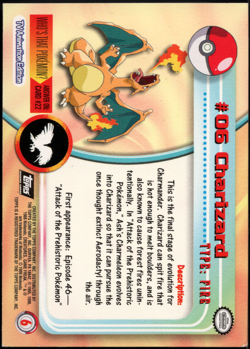 topps Pokemon TV Animation Series 1 Holo Foil #06 #6 Charizard - Image 2
