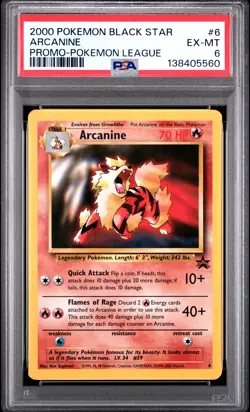 2000 POKEMON PROMO BLACK STAR POKEMON LEAGUE #6 ARCANINE PSA 6 - Image 1