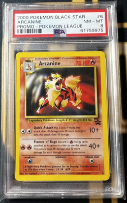 2000 Pokemon Black Star Promo Arcanine #6 Pokemon League PSA 8 NM - Image 1