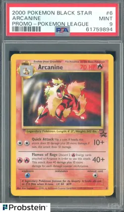 2000 Pokemon Black Star Promo Pokemon League #6 Arcanine PSA 9 MINT - Image 1