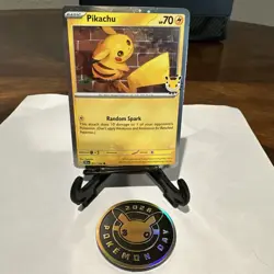 Pokemon Pikachu Promo Holo 051/162 2026 Pokemon Day SWIRL W/Coin 💫 - Image 1