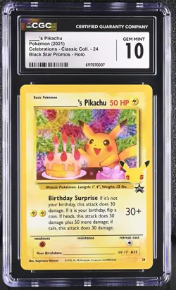 CGC 10 ____'S PIKACHU 24 BLACK STAR PROMOS HOLO POKEMON GEM MINT - Image 1