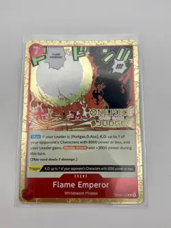 Judge Stamped - Flame Emperor - OP03-016 R Alt Art Promo - One Piece TCG - Image 1