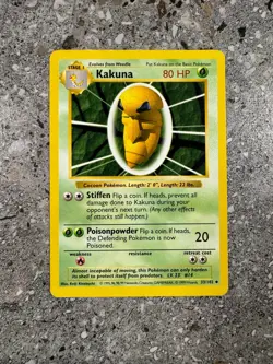 Pokemon TCG Cards SHADOWLESS Base Set Kakuna 33/102 Uncommon EXC - Image 1