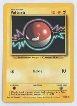 Pokemon Voltorb 67/102 Base Set Common Non-Holo 1999 Trading Card - Image 1