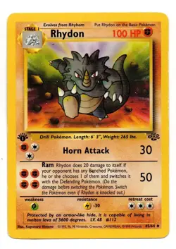 Rhydon 45/64 Jungle Set 1st Edition 1999 Vintage Pokemon TCG~ LP/ Free Shipping - Image 1