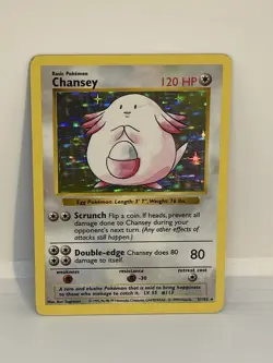 Pokemon TCG - Base Set - Shadowless Rare Holo Chansey 3/102. Lovely Condition.LP - Image 1