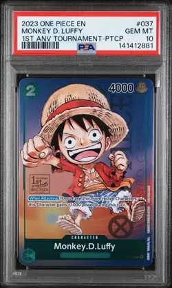 PSA10 Monkey D. Luffy P-037 1st Anniversary Tournament Participant One Piece - Image 1