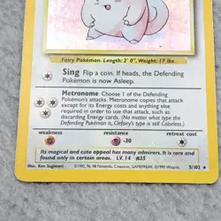 1999 Pokemon Base Set Clefairy 5/102 Holo Rare Unlimited Vintage Card - Image 2