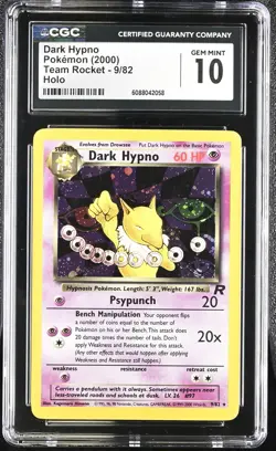 CGC 10 GEM MINT Dark Hypno 2000 Team Rocket 9/82 Holo Pokemon Card - Image 1
