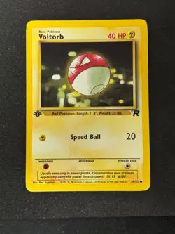1st Edition Team Rocket Pokemon TCG Voltorb & 6 Other Commons - Image 1