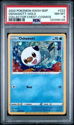 OSHAWOTT #222PSA 8 • 2022 Holo Pokemon Swsh BSP Collector Chest Cosmos - Image 1
