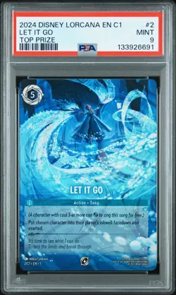 2024 DISNEY LORCANA EN C1-LORCANA CHALLENGE PROMO TOP PRIZE #2 LET IT GO PSA 9 - Image 1