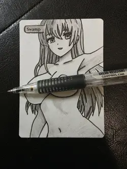 Magic MTG Altered Swamp / Land Card | Original Hand Drawn Anime Girl - Image 1